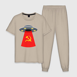 Пижама хлопковая мужская Тарелка СССР, цвет: миндальный
