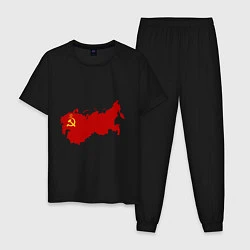 Пижама хлопковая мужская Страна ссср флаг, цвет: черный