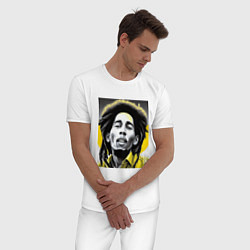 Пижама хлопковая мужская Bob Marley Digital Art, цвет: белый — фото 2