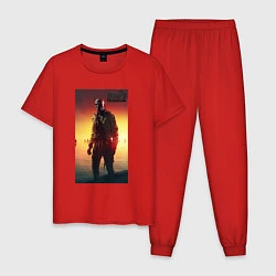 Пижама хлопковая мужская Dead island 2 zombie, цвет: красный