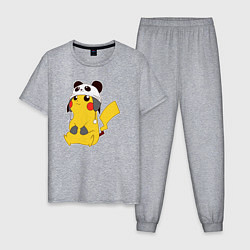 Пижама хлопковая мужская Pika panda, цвет: меланж