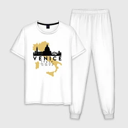 Пижама хлопковая мужская Итальянская Венеция, цвет: белый