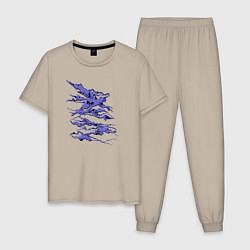 Пижама хлопковая мужская Штрих-решето, цвет: миндальный