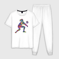 Пижама хлопковая мужская Color volleyball, цвет: белый