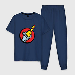 Пижама хлопковая мужская Chicken gun логотип, цвет: тёмно-синий