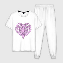 Пижама хлопковая мужская Bone heart, цвет: белый