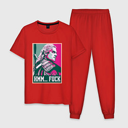 Пижама хлопковая мужская Ведьмак поп арт 2023, цвет: красный