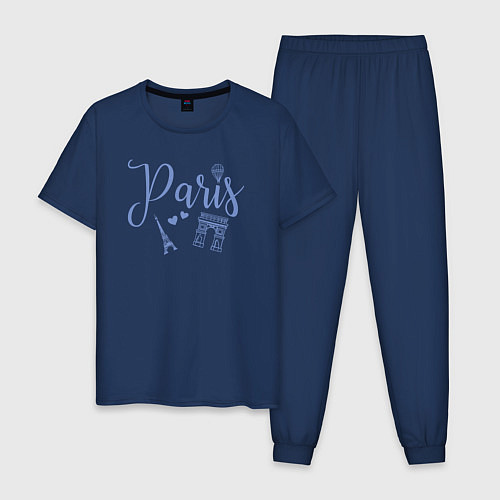 Мужская пижама Город Париж / Тёмно-синий – фото 1