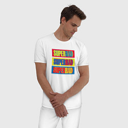 Пижама хлопковая мужская Супер плохой, цвет: белый — фото 2