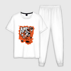Пижама хлопковая мужская Панда супер геймер, цвет: белый