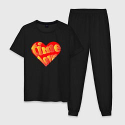 Пижама хлопковая мужская Милое сердечко, цвет: черный