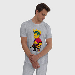 Пижама хлопковая мужская Bart Simpson samurai - neural network, цвет: меланж — фото 2