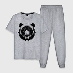 Пижама хлопковая мужская Чернильный медведь, цвет: меланж
