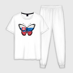 Пижама хлопковая мужская Словакия бабочка, цвет: белый
