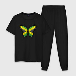 Пижама хлопковая мужская Ямайка бабочка, цвет: черный