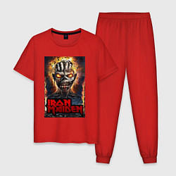 Пижама хлопковая мужская Iron evil head, цвет: красный