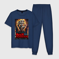Пижама хлопковая мужская Iron evil head, цвет: тёмно-синий