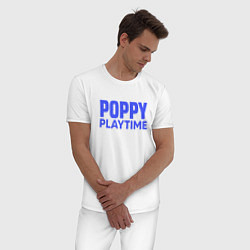 Пижама хлопковая мужская Поппи Плэйтайм лого, цвет: белый — фото 2