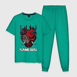 Пижама хлопковая мужская Samurai logo, цвет: зеленый
