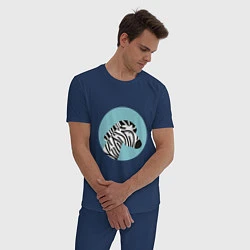 Пижама хлопковая мужская Зебра в кругу, цвет: тёмно-синий — фото 2