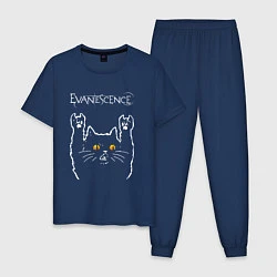 Пижама хлопковая мужская Evanescence rock cat, цвет: тёмно-синий