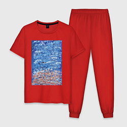 Пижама хлопковая мужская Неизвестный лес, цвет: красный
