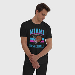 Пижама хлопковая мужская Basket Miami, цвет: черный — фото 2