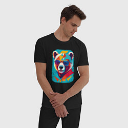Пижама хлопковая мужская Pop-Art Panda, цвет: черный — фото 2