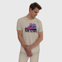 Пижама хлопковая мужская Basketball Miami, цвет: миндальный — фото 2