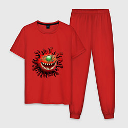 Пижама хлопковая мужская Веселый вирус красный, цвет: красный