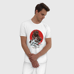 Пижама хлопковая мужская Годзилла и волны, цвет: белый — фото 2