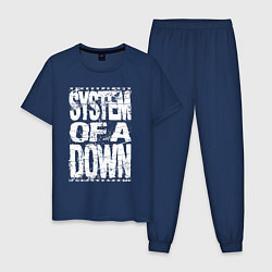 Пижама хлопковая мужская System of a down - stencil, цвет: тёмно-синий