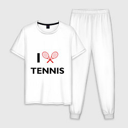 Пижама хлопковая мужская I Love Tennis, цвет: белый