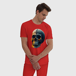 Пижама хлопковая мужская Арт череп, цвет: красный — фото 2