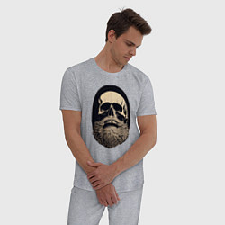 Пижама хлопковая мужская Винтажный череп с бородой, цвет: меланж — фото 2