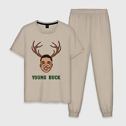 Пижама хлопковая мужская Young buck, цвет: миндальный