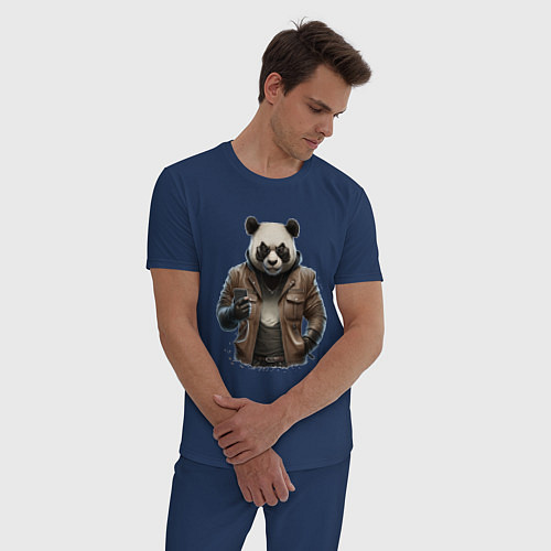 Мужская пижама Крутая панда / Тёмно-синий – фото 3
