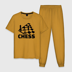 Пижама хлопковая мужская Chess game, цвет: горчичный