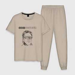 Пижама хлопковая мужская Godfather black, цвет: миндальный