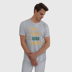 Пижама хлопковая мужская Eat sleep judo, цвет: меланж — фото 2