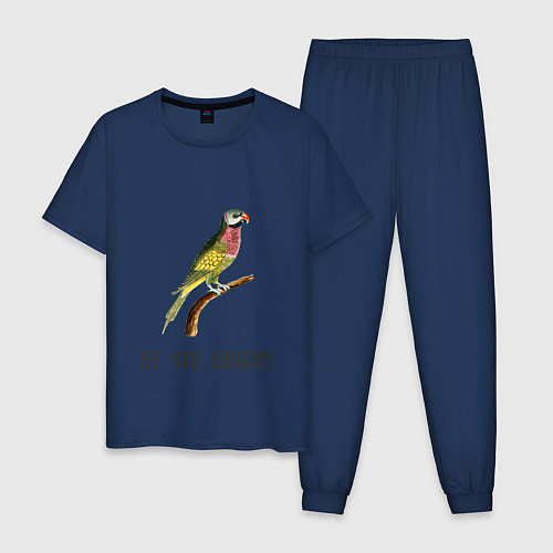 Мужская пижама Попугай на ветке / Тёмно-синий – фото 1
