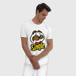 Пижама хлопковая мужская Single, цвет: белый — фото 2