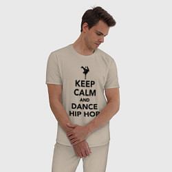 Пижама хлопковая мужская Keep calm and dance hip hop, цвет: миндальный — фото 2