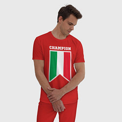 Пижама хлопковая мужская Италия чемпион, цвет: красный — фото 2