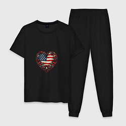 Мужская пижама Сердце с цветами флаг США