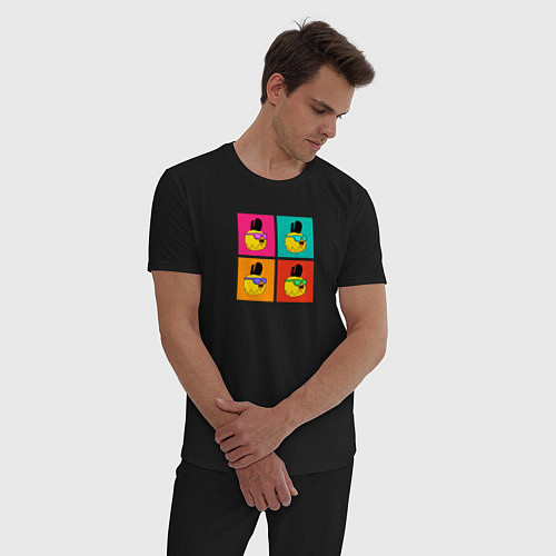 Мужская пижама Chicken Gun: цветные квадраты / Черный – фото 3