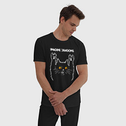 Пижама хлопковая мужская Imagine Dragons rock cat, цвет: черный — фото 2