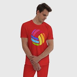 Пижама хлопковая мужская Rainbow volleyball, цвет: красный — фото 2
