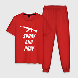 Пижама хлопковая мужская Spray and play, цвет: красный