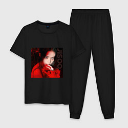 Пижама хлопковая мужская Blackpink Jisoo in red, цвет: черный